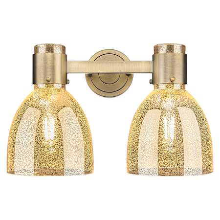 Innovations Lighting Lawton Bell 2 Light 16" Wide Vanity Light with Mercury Glass Shades Brushed Brass