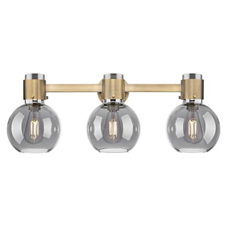 Innovations Lighting Lawton Sphere 3 Light 24" Wide Vanity Light with Light Smoke Glass Shades Brushed Brass