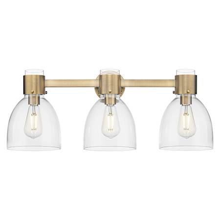 Innovations Lighting Lawton Bell 3 Light 24" Wide Vanity Light with Clear Glass Shades Brushed Brass
