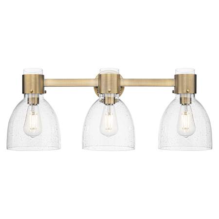Innovations Lighting Lawton Bell 3 Light 24" Wide Vanity Light with Clear, Seedy Glass Shades Brushed Brass