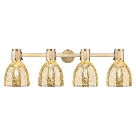 Innovations Lighting Lawton Bell 4 Light 34" Wide Vanity Light with Mercury Glass Shades Brushed Brass