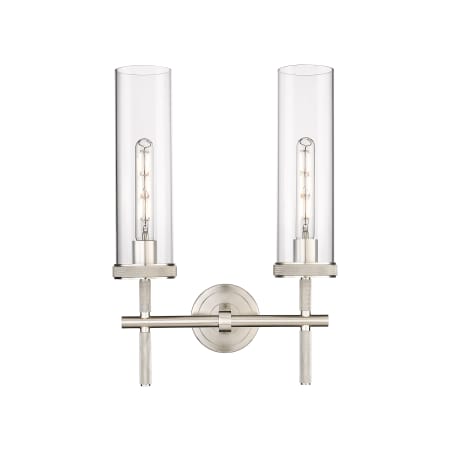 Innovations Lighting Lincoln 2 Light 14" Wide Vanity Light Satin Nickel / Clear