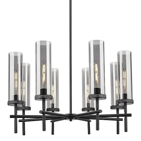 Innovations Lighting Lincoln 8 Light 32" Wide Candle Style Chandelier Matte Black / Light Smoke