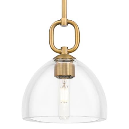 Innovations Lighting Hudson 8" Wide Mini Pendant with Clear Glass Shade Brushed Brass
