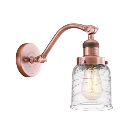 Innovations Lighting Bell 12" Tall Wall Sconce with Shade Antique Copper / Deco Swirl