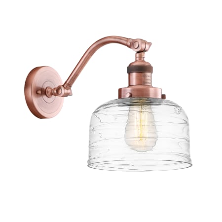 Innovations Lighting Bell 12" Tall Wall Sconce Antique Copper / Clear Deco Swirl