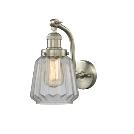 Innovations Lighting Chatham Single Light 12" Tall Wall Sconce Brushed Satin Nickel / Clear Fluted