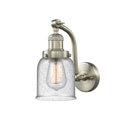 Innovations Lighting Small Bell Single Light 12" Tall Bathroom Sconce Brushed Satin Nickel / Seedy