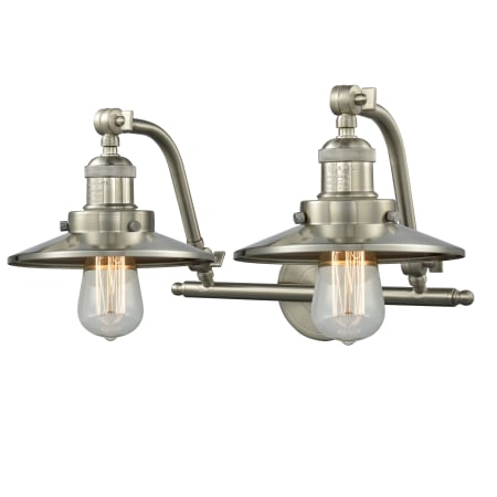Innovations Lighting Railroad 2 Light 18" Wide Bathroom Vanity Light Satin Brushed Nickel / Brushed Satin Nickel