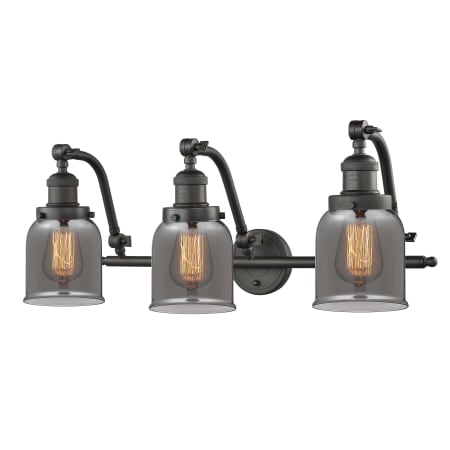Innovations Lighting Small Bell 3 Light 28" Wide Bathroom Vanity Light Oiled Rubbed Bronze / Smoked
