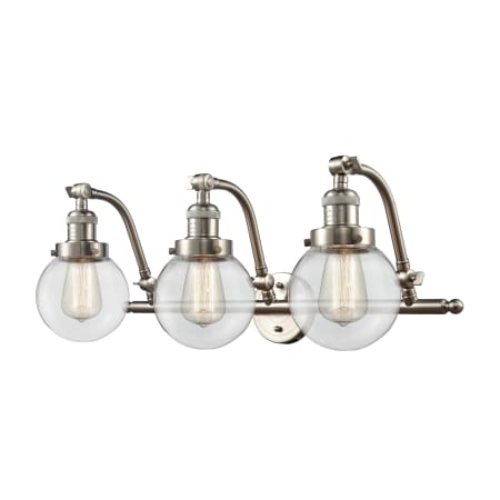 Innovations Lighting Beacon 3 Light 26" Wide Bathroom Vanity Light Brushed Satin Nickel / Clear