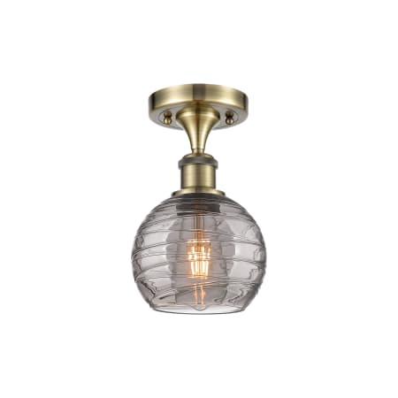 Innovations Lighting Athens Deco Swirl 6" Wide Semi-Flush Ceiling Fixture Antique Brass