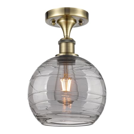 Innovations Lighting Athens Deco Swirl 8" Wide Semi-Flush Ceiling Fixture Antique Brass