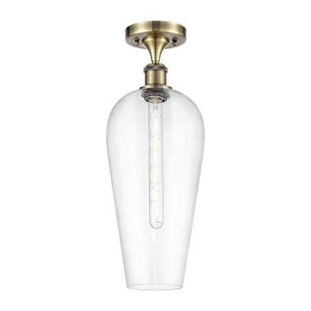 Innovations Lighting Chelsea 8" Wide Semi-Flush Ceiling Fixture Antique Brass / Clear