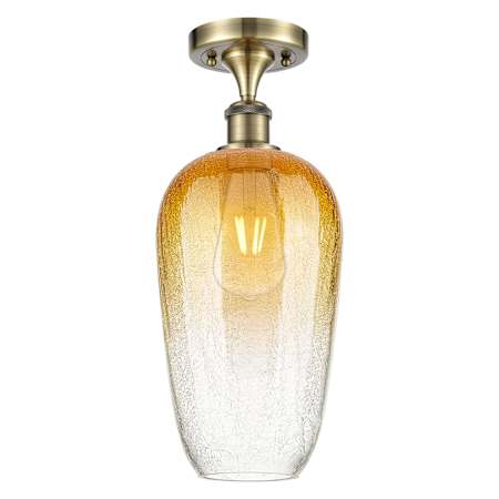 Innovations Lighting Brookhaven Flute 7" Wide Semi-Flush Ceiling Fixture Antique Brass / Amber