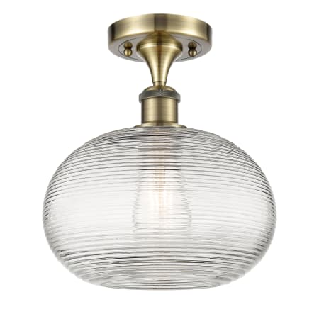 Innovations Lighting Ithaca 10" Wide Semi-Flush Ceiling Fixture Antique Brass