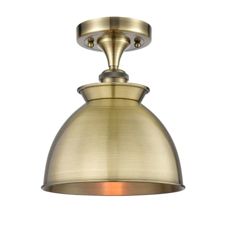 Innovations Lighting Adirondack 9" Wide Semi-Flush Ceiling Fixture Antique Brass