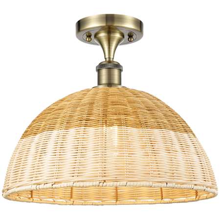 Innovations Lighting Bristol Natural II 16" Wide Semi-Flush Ceiling Fixture Antique Brass / Natural