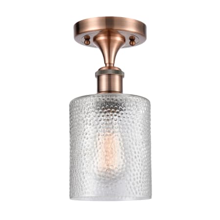 Innovations Lighting Cobbleskill 5" Wide Semi-Flush Ceiling Fixture Antique Copper / Clear