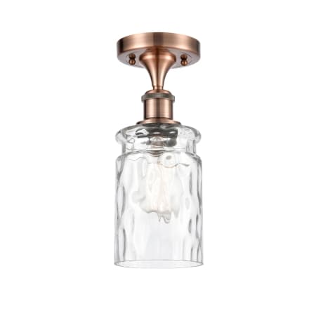 Innovations Lighting Candor 5" Wide Semi-Flush Ceiling Fixture Antique Copper / Clear Waterglass