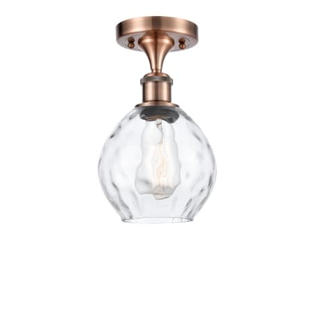 Innovations Lighting Small Waverly 6" Wide Semi-Flush Ceiling Fixture Antique Copper / Clear
