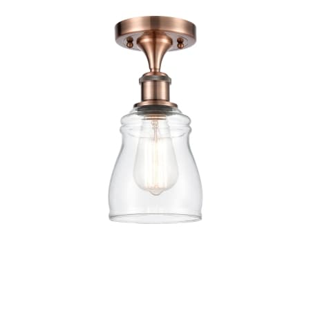 Innovations Lighting Ellery 5" Wide Semi-Flush Ceiling Fixture Antique Copper / Clear