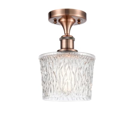 Innovations Lighting Niagra 7" Wide Semi-Flush Ceiling Fixture Antique Copper / Clear