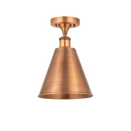 Innovations Lighting Ballston Cone 8" Wide Semi-Flush Ceiling Fixture Antique Copper