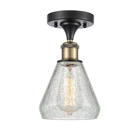 Innovations Lighting Conesus 6" Wide Semi-Flush Ceiling Fixture Black Antique Brass / Clear Crackle