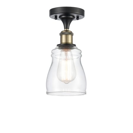 Innovations Lighting Ellery 5" Wide Semi-Flush Ceiling Fixture Black Antique Brass / Clear
