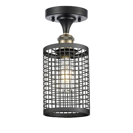Innovations Lighting Nestbrook 5" Wide Semi-flush Ceiling Fixture Black Antique Brass / Matte Black