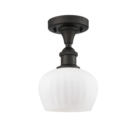 Innovations Lighting Fenton Single Light 7" Wide Semi-Flush Ceiling Fixture Oil Rubbed Bronze / Matte White