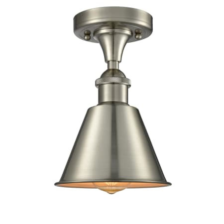 Innovations Lighting Smithfield Single Light 7" Wide Semi-Flush Ceiling Fixture Brushed Satin Nickel / Metal Shade