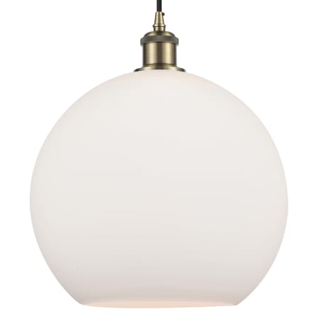 Innovations Lighting Athens 12" Wide pendant with Shade Antique Brass / Matte White