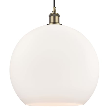 Innovations Lighting Athens 14" Wide pendant with Shade Antique Brass / Matte White