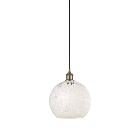 Innovations Lighting White Mouchette 10" Wide Suspension Pendant Antique Brass