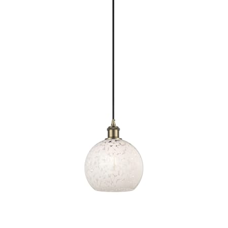 Innovations Lighting White Mouchette 8" Wide Suspension Mini Pendant Antique Brass