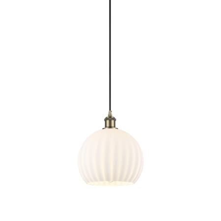 Innovations Lighting White Venetian 10" Wide Suspension Pendant Antique Brass