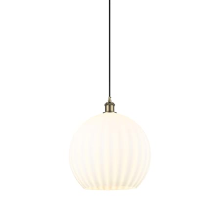 Innovations Lighting White Venetian 14" Wide Suspension Pendant Antique Brass