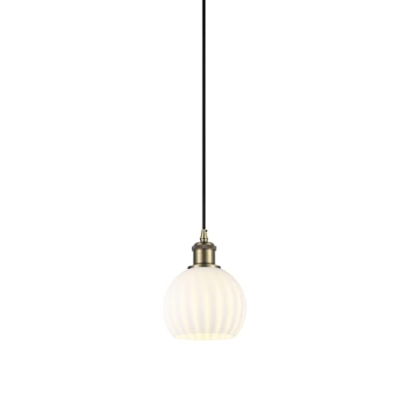 Innovations Lighting White Venetian 6" Wide Suspension Mini Pendant Antique Brass