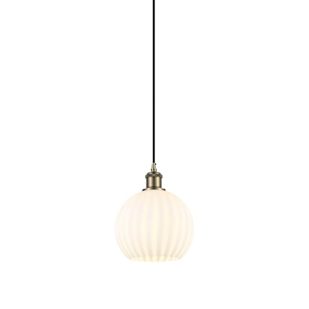 Innovations Lighting White Venetian 8" Wide Suspension Mini Pendant Antique Brass
