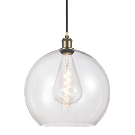 Innovations Lighting Athens 14" Wide Pendant Antique Brass / Clear