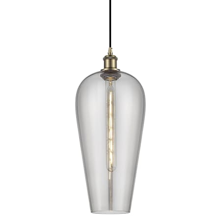 Innovations Lighting Chelsea 8" Wide Mini Pendant Antique Brass / Light Smoke
