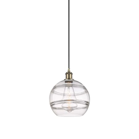 Innovations Lighting Rochester 10" Wide Suspension Pendant Antique Brass / Clear