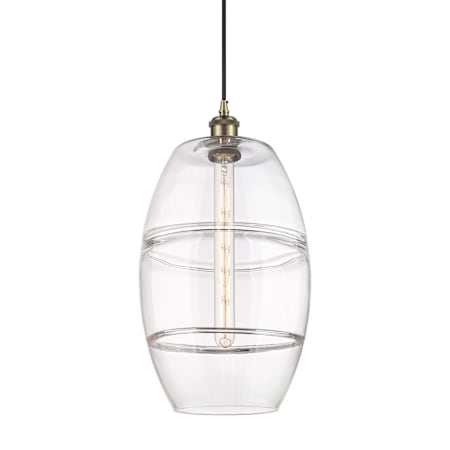Innovations Lighting Vaz 10" Wide Mini Pendant with Shade Antique Brass / Clear