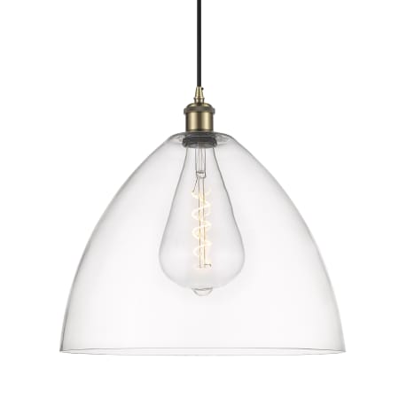 Innovations Lighting Bristol Glass 16" Wide pendant with Shade Antique Brass / Clear