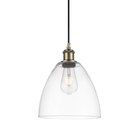 Innovations Lighting Bristol 9" Wide Mini Pendant Antique Brass / Clear