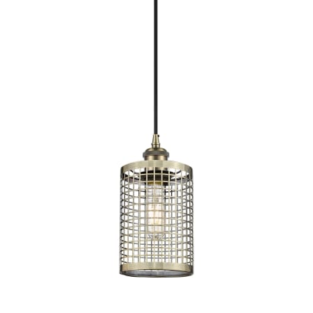 Innovations Lighting Nestbrook 5" Wide Cage Mini Pendant with Shade Antique Brass