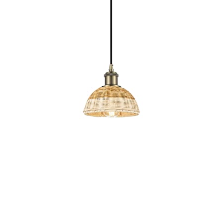 Innovations Lighting Bristol Natural II 8" Wide Mini Pendant Antique Brass / Natural
