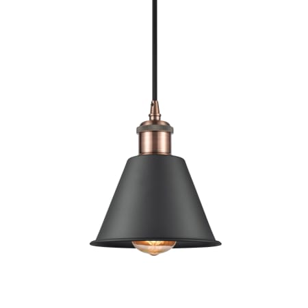 Innovations Lighting Smithfield 7" Wide Mini Pendant Matte Black / Antique Copper